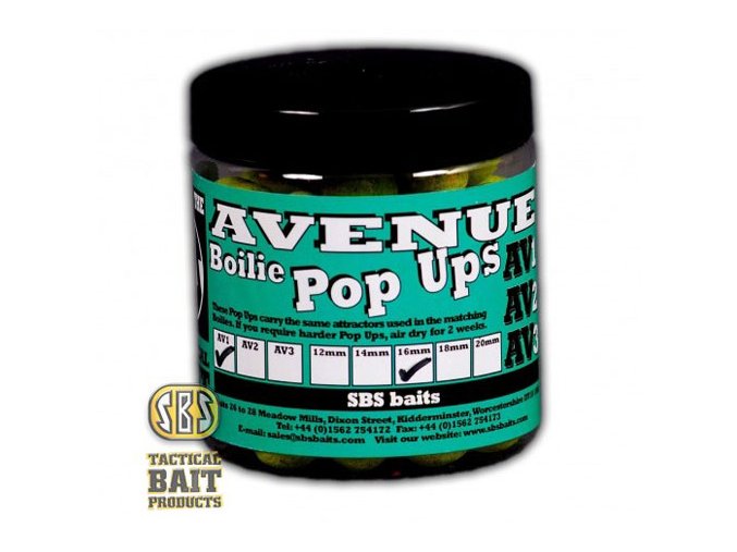 SBS Baits plovoucí boilies Premium Pop Ups The Avenue AV1