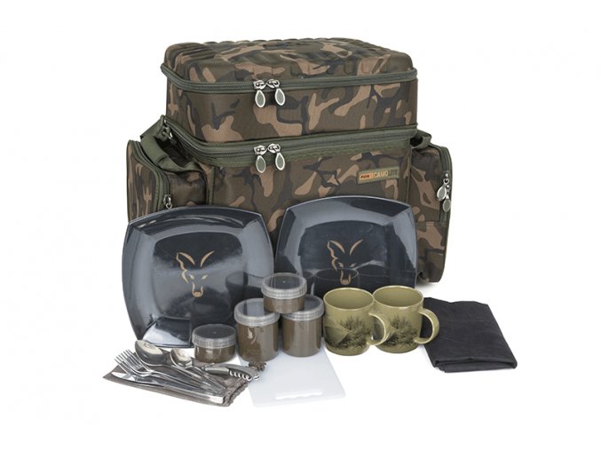camolite 2 man cooler bag angled with contents