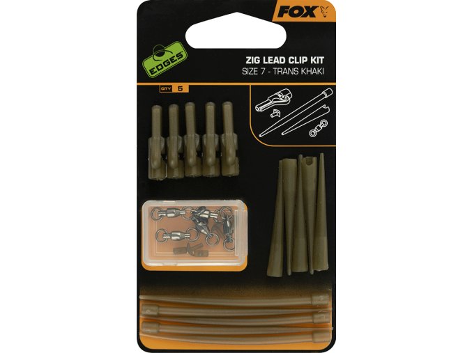 edges zig lead clip kit size7 trans khaki pack