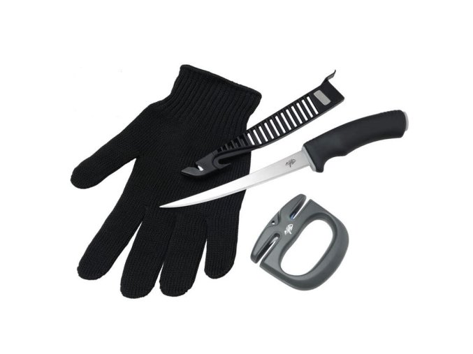 Giants Fishing Sada nůž, rukavice a brousek Combo Filet