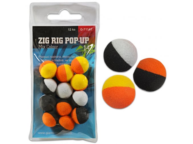 Giants Fishing Pěnové plovoucí boilie Zig Rig Pop-Up  mix colour 14mm,12ks