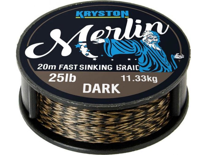 Kryston pletené šňůrky - Merlin fast sinking braid černý 35lb 20m