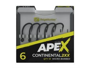 RidgeMonkey Háček Ape-X Continental 2XX Barbed Velikost 4 10ks