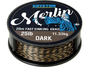 Kryston pletené šňůrky - Merlin fast sinking braid černý 25lb 20m