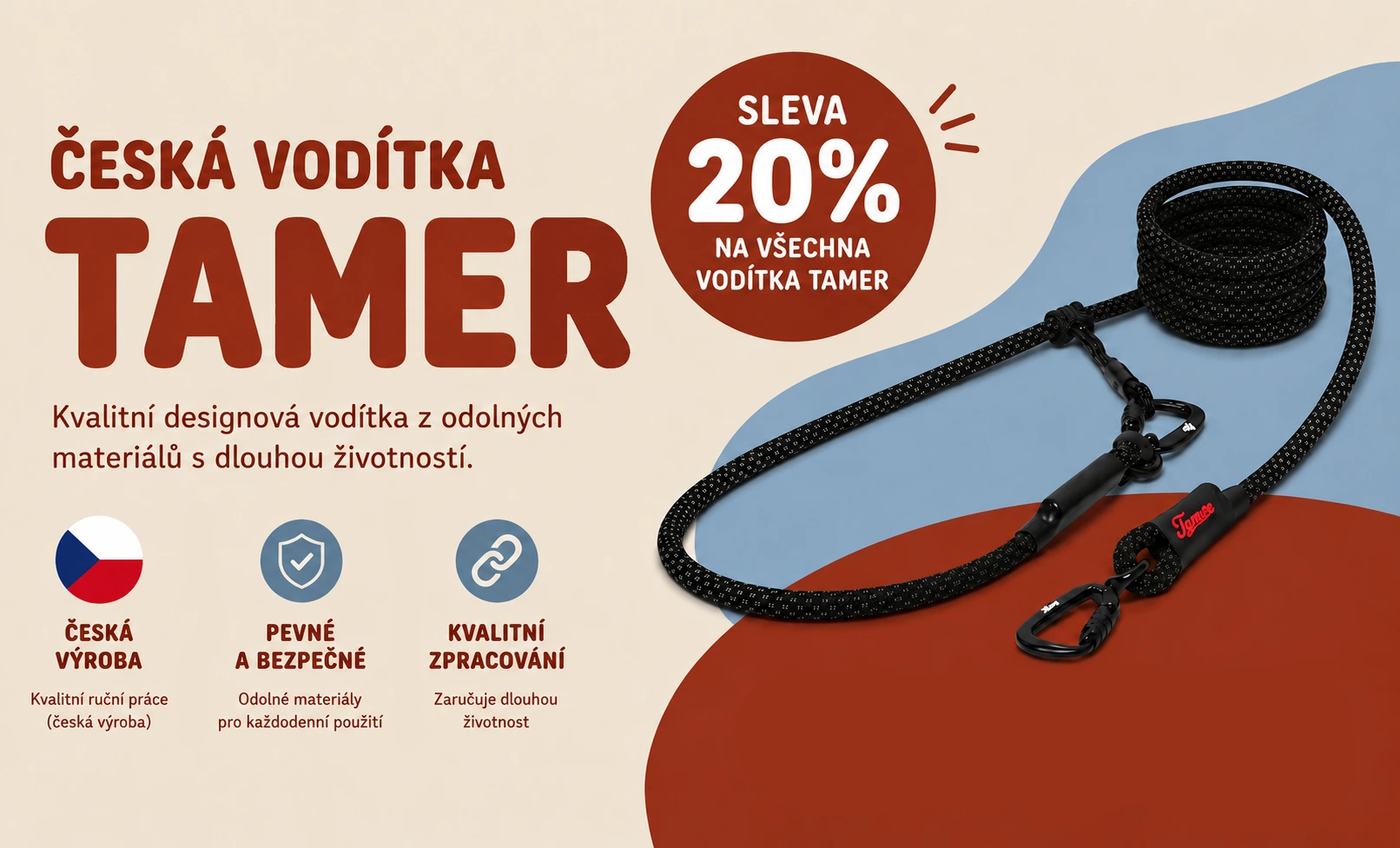 20% akce na vodítka Tamer
