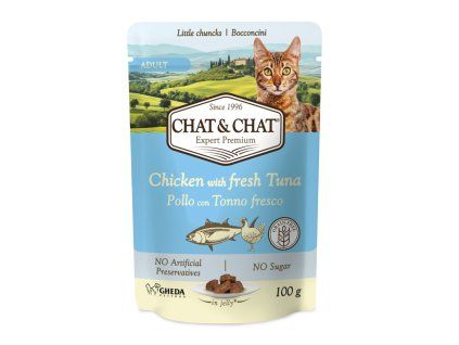 Chat & chat adult kuřecí tuňák 100 g
