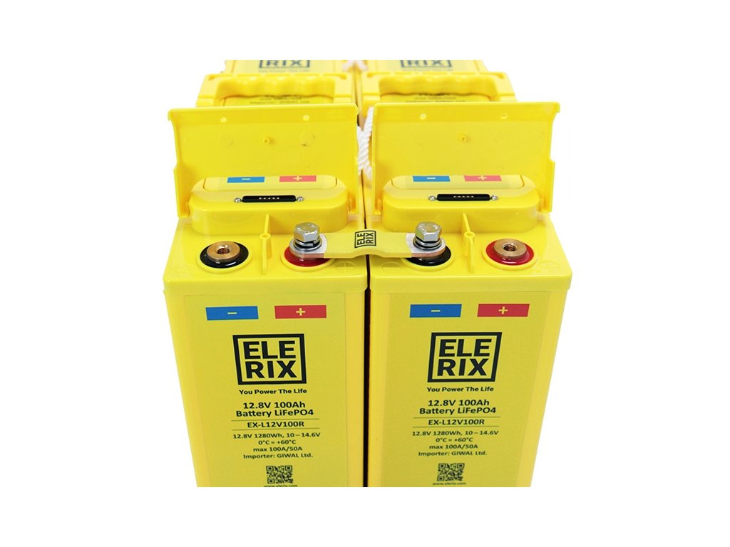 ELERIX Lithium Battery LiFePO4 (12V/100Ah) - Front Terminal - Elerix