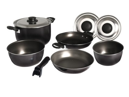 camp4 sada kempingovych hrncov 9 kusov striebornacierna