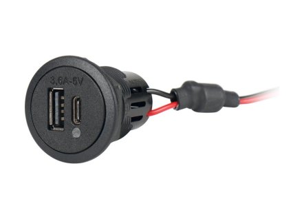 dvojita zasuvka usb ca 12 24 v dc vystup 5 v dc 36 a