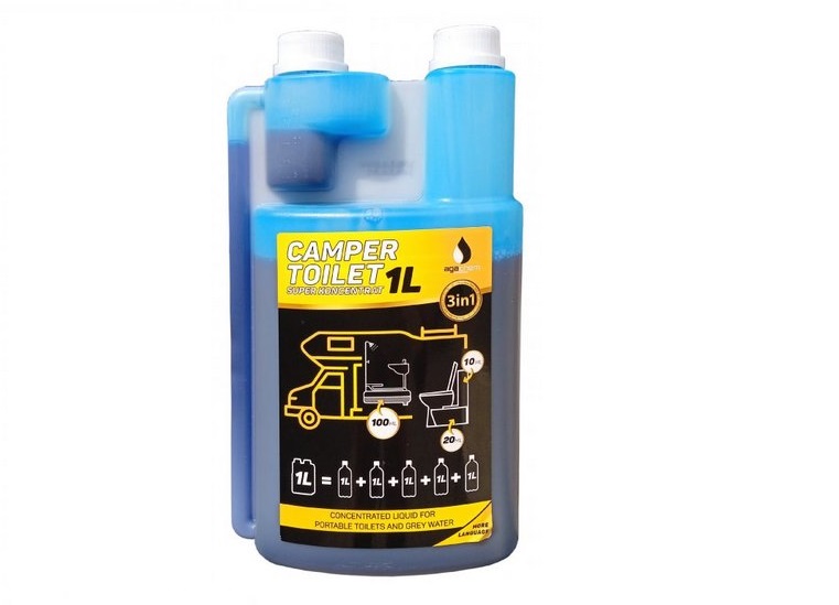 Účinný koncentrát pre použitie v karavanoch určený do chemických WC,