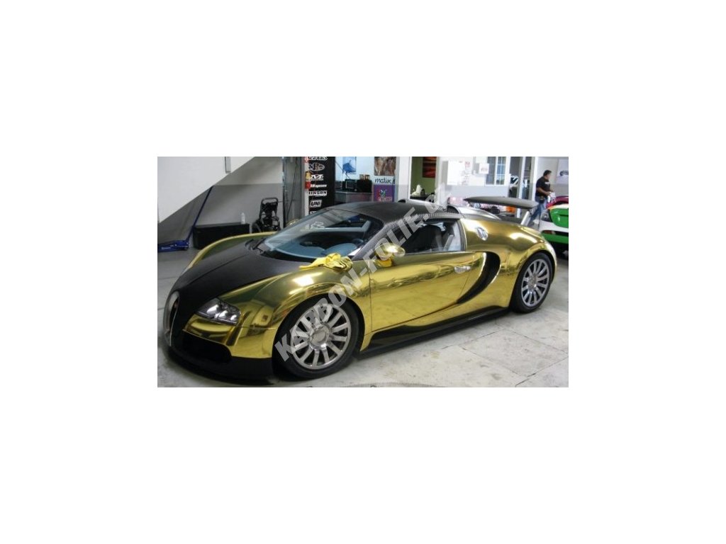 TipTopCarbon 7,89€/m² Chrom Autofolie Gold 0,3m x 1,52m Auto Folie  BLASENFREI mit Luftkanälen 3D Flex