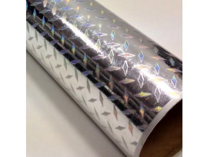 diamond plate mini holographic silver stribrna folie s holografickym efektem 001