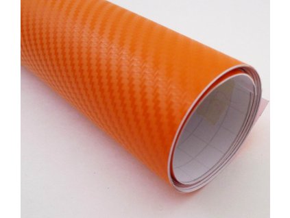 25cm x 50cm ORANŽOVÁ CARBON FOLIE 3D - KARBON FOLIE