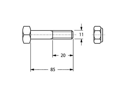 Schraube mit Sicherungsmutter 11X85 H=20 L=85