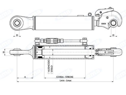 Hydraulischer Oberlenker, Kat. 2, 450-600mm, AUGE /FANGHAKEN