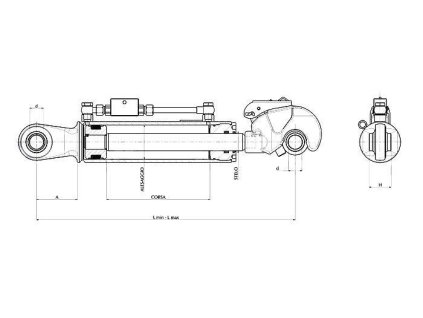 Hydraulischer Oberlenker, Kat. 2, 570-850mm