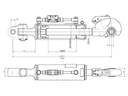 Hydraulischer Oberlenker, Kat.3, 760-1040mm, FANGHAKEN/GELENK