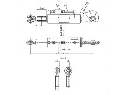 Hydraulischer Oberlenker, Kat. 2, 690-900mm, GELENK / FANGHAKEN