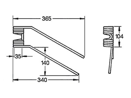 Drehfeder 54,5X105X370, Typ 1, rechts