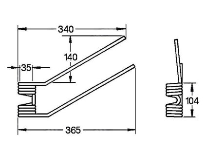 Dreherfeder 54,5X105X370, Typ 1, links