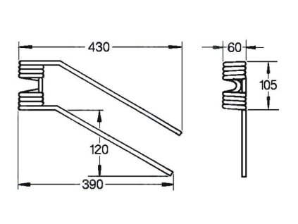 Wenderfeder 60x105x390/430, rechts