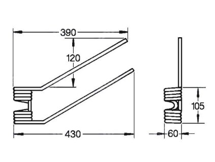 Dreherfeder 60x105x390/430, links