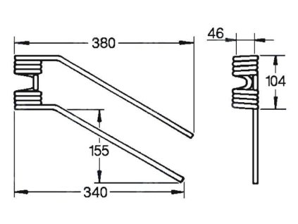 Wenderfeder 46x104x340/380 rechts