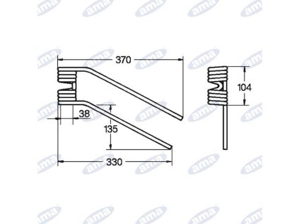 Dreherfeder 38x104x330x370 rechts