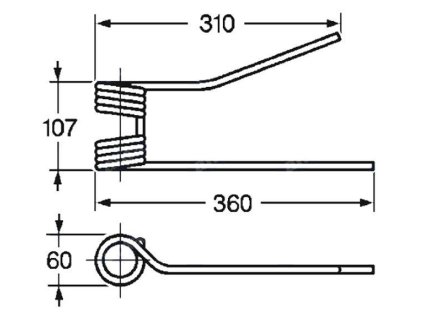 Wenderfeder 60x107x310/360 rechts