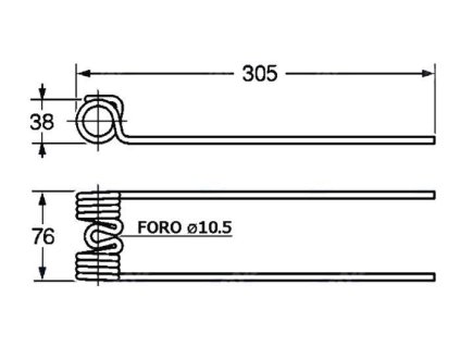 Feder für Häcksler, Wender 38x76x305