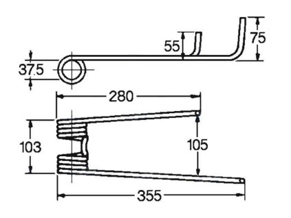 Dreherfeder 37,5x103x280/355, links