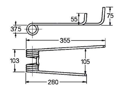 Dreherfeder 37,5x103x280/355, rechts