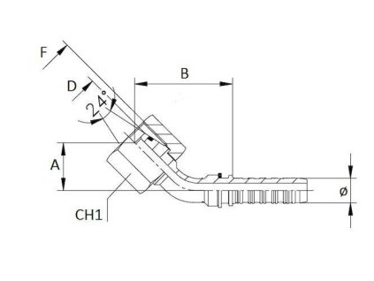 Pressnippel mit Innengewinde DIN 24, 5/8", M 26x1,5, 45 Grad.
