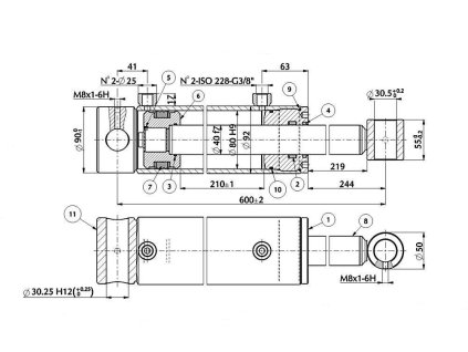 Doppelwirkender Standard-Hydraulikzylinder 80/40/210
