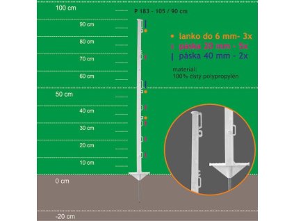 Ständer für ISOPOST 114/90cm, Metallspitze, weiß