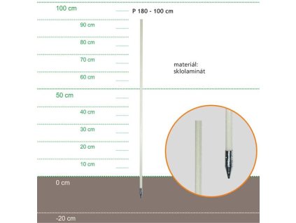 Fiberglaspfahl mit Metallspitze, 115cm