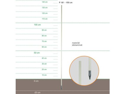 Ständer aus Fiberglas 150cm, Metallspitze