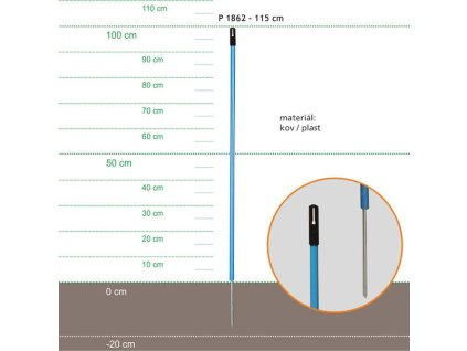 Stange blau 100cm, Metall mit Kunststoffoberfläche