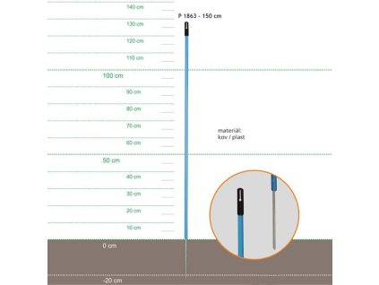 Stange blau 150cm, Metall mit Kunststoffoberfläche