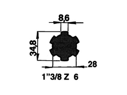 Profilwelle  1"3/8 Z6 - 3 m