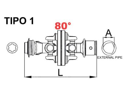 Weitwinkelgelenk für Außenrohr  6 Zähne