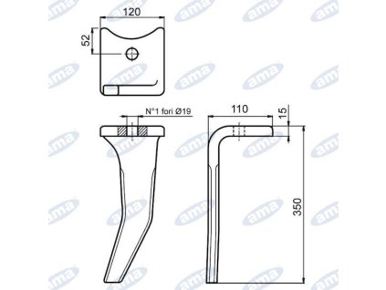 Drehtorspieß rechts 360x120mm AMAZONE