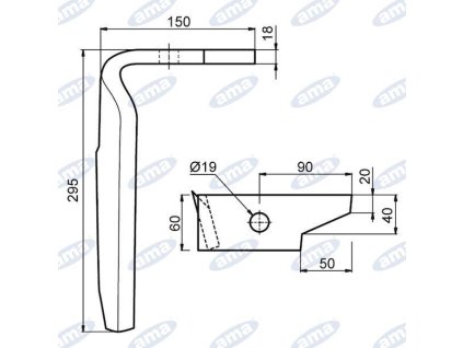 Drehtorspieß 295x150 mm rechts AMAZONE
