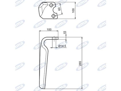 Drehtorspieß 265x100x14,5mm HOWARD ROTAVATOR