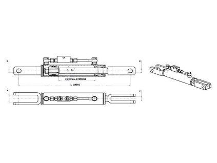 Hydraulische Hubstrebe 44x60x530 mm