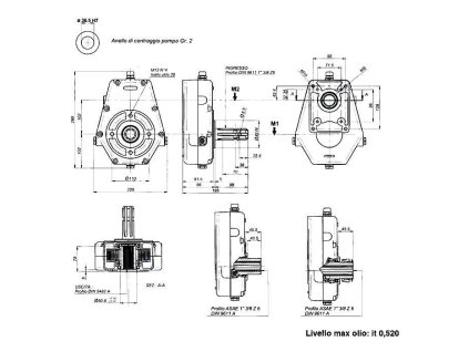 Übersetzungsgetriebe  für Hydraulikpumpe GR. 3, 1:3,5 innen, Kupplung