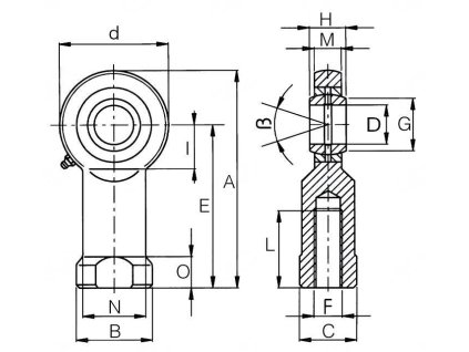 Gelenkkopf 12 mm mit Gewinde  und Schmiernippel 12x1,75