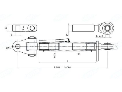 Hydraulischer Oberlenker,  AUGE / GELENK Kat.3, 685-895mm