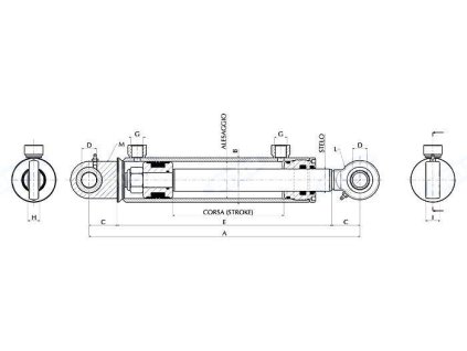 Doppeltwirkende Hydraulikzylinder mit 40/25/200 Maschenweite