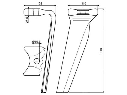 Drehtorspieß rechts 318x110x19,5mm KUHN
